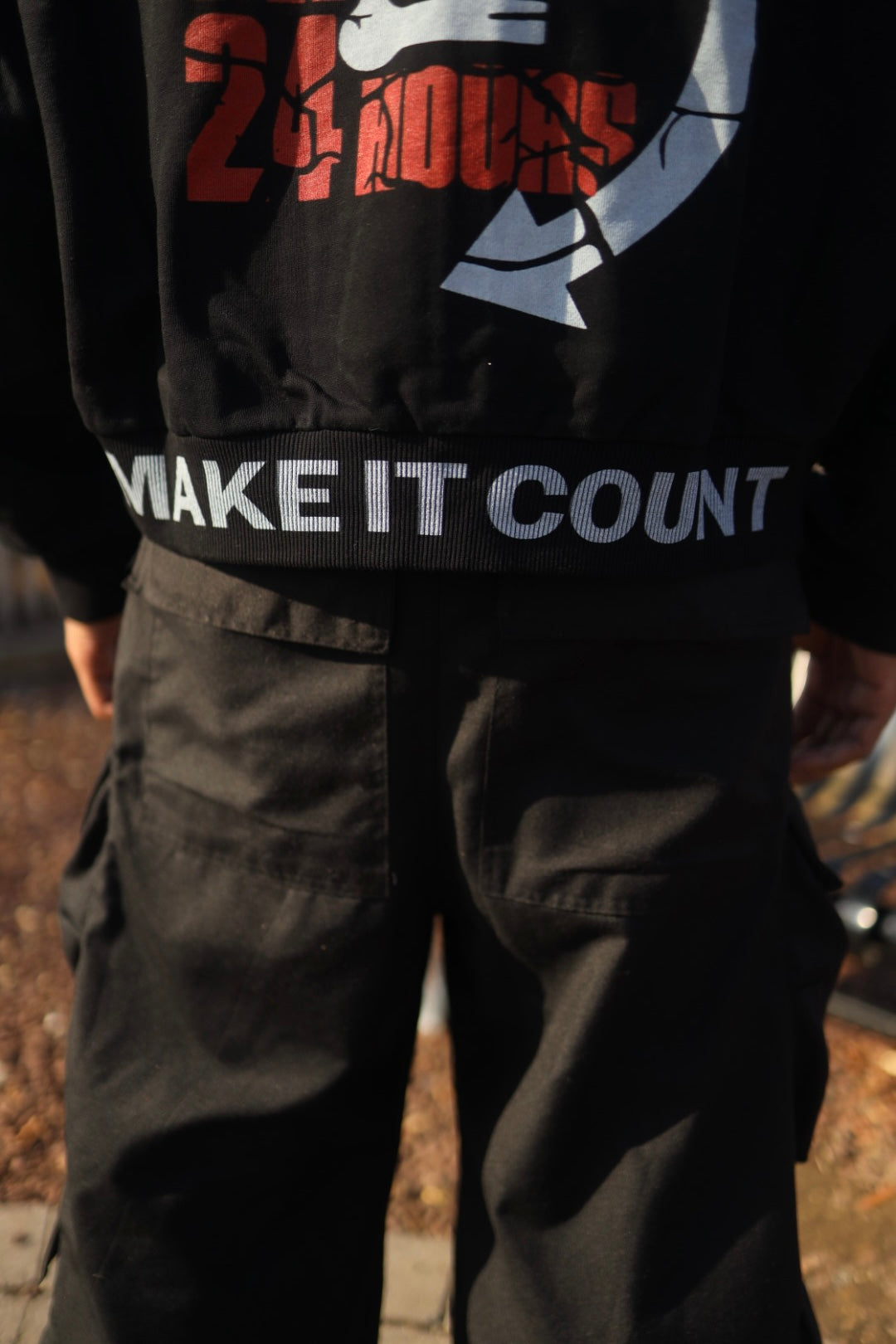 Closeup Back of 24hrs hoodie
